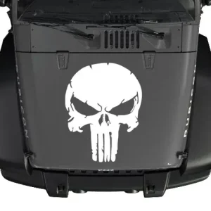 NAKLEJKA NA MASKĘ JEEP Punisher 80x62 cm biała Bezpieczna płatność