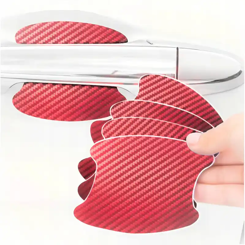 Czerwone Naklejki Ochronne Pod Klamki Samochodu Folia Carbon Karbonowe Autentyczny