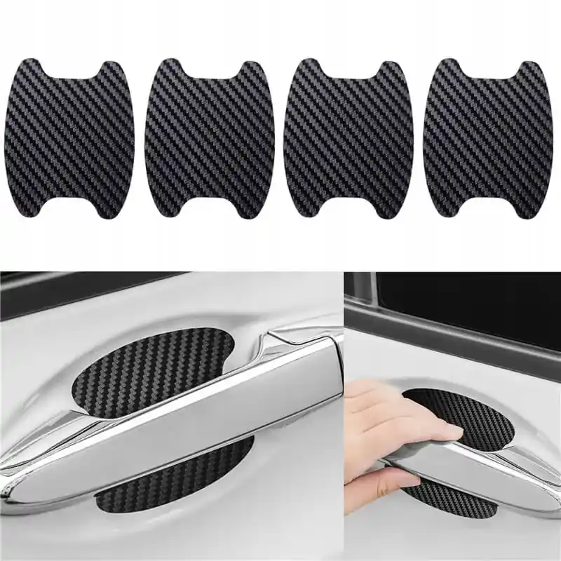 Wyprzedaż 4X FOLIA OCHRONNA POD KLAMKI SAMOCHODU CARBON CZARNA NALEPKI