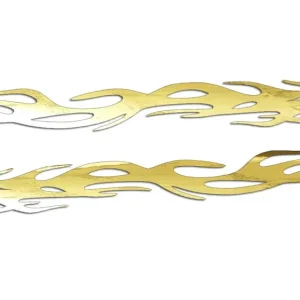 Wycinane naklejki PŁOMIENIE - OGIEŃ - PŁOMIEŃ lewa i prawa złoty chrom Autentyczny