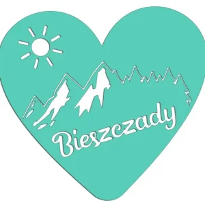 Nowość Wycinana naklejka BIESZCZADY - SERCE - GÓRY - LAS miętowa - J and A