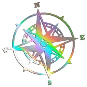 Wycinana naklejka RÓŻA WIATRÓW #6 holograficzna - J and A Niska cena
