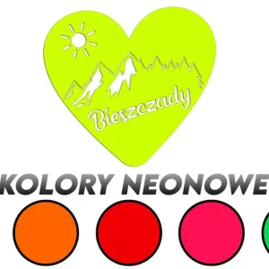 Oryginalny Wycinana naklejka BIESZCZADY - SERCE - GÓRY - LAS kolory neonowe - J and A