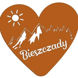 Promocja Wycinana naklejka BIESZCZADY - SERCE - GÓRY - LAS brązowa - J and A