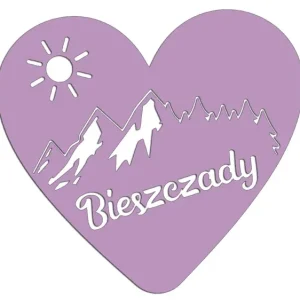 Wycinana naklejka BIESZCZADY - SERCE - GÓRY - LAS liliowa - J and A Oferta