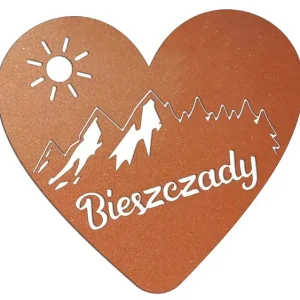 Promocja Wycinana naklejka BIESZCZADY - SERCE - GÓRY - LAS miedziana - J and A