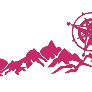 Wycinana naklejka GÓRY I RÓŻA WIATRÓW - KOMPAS różowa - J and A Oryginalny