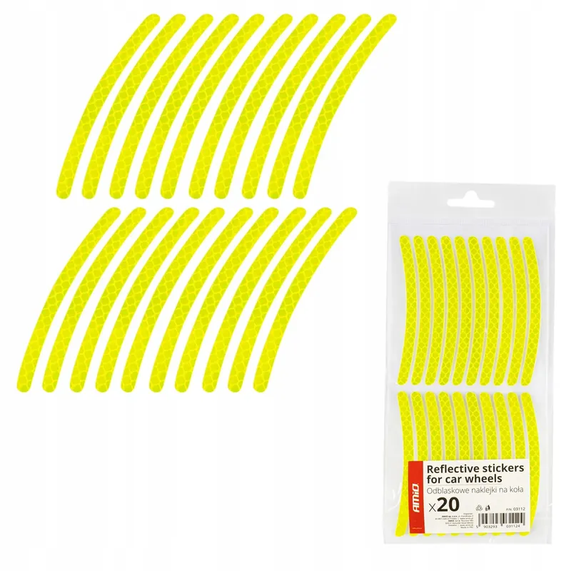 NAKLEJKI ODBLASKOWE NA KOŁA zestaw 20 szt odblask samochodowy rowerowy Niska cena