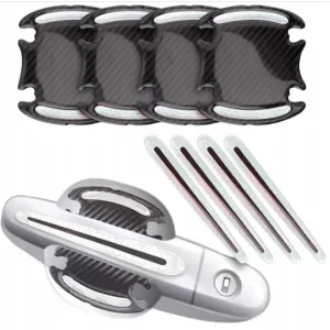 NAKLEJKI NA SAMOCHÓD FOLIA OCHRONNA POD KLAMKI SAMOPRZYLEPNE 3D Carbon Biał Bezpieczna płatność