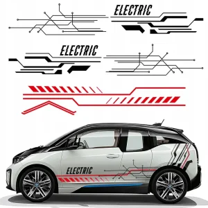 Tani NAKLEJKA Grafika na samochód MOTYW ELECTRIC PASY ABSTRAKCJA 155x289