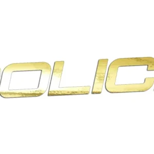 Popularny Wycinana naklejka POLICE - NAPIS - USA złoty chrom - J and A