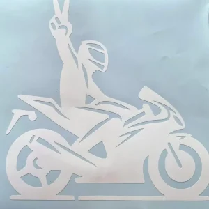 MOTOCYKL MOTOCYKLISTA - Naklejka na samochód na auto KOLOR - W03 Niska cena