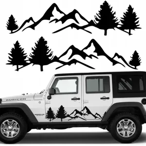 2x NAKLEJKA Grafika na Jeep Auto Kamper GÓRY MOUNTAIN OFFROAD LAS 120x37 Oryginalny