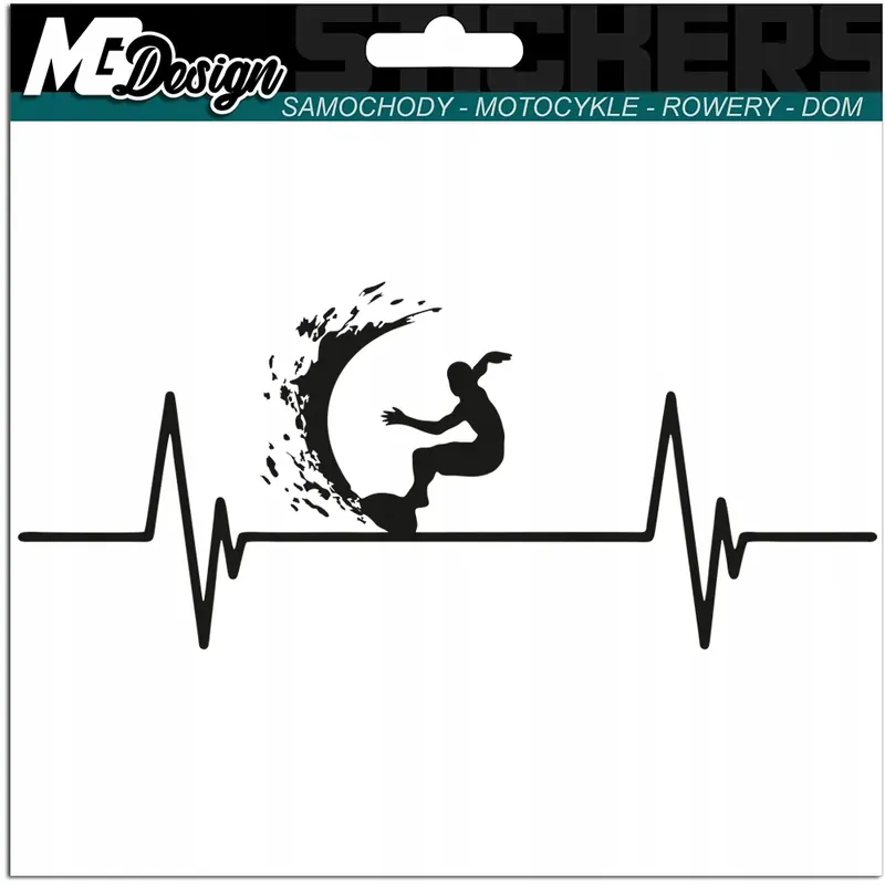 Ekspresowa dostawa NAKLEJKA PULS Linia Życia SURFING surfowanie 22x10