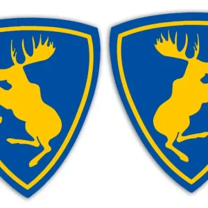 Promocja Wycinane naklejki ŁOŚ Z TŁEM do Saab Scania Volvo komplet niebiesko żółte