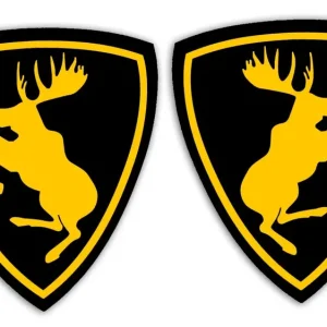 Wycinane naklejki ŁOŚ Z TŁEM do Saab Scania Volvo lewa prawa czarno żółte Oferta limitowana