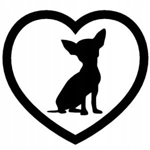 NAKLEJKA NA AUTO, SAMOCHÓD, SZYBĘ CHIHUAHUA W SERCU Nowość