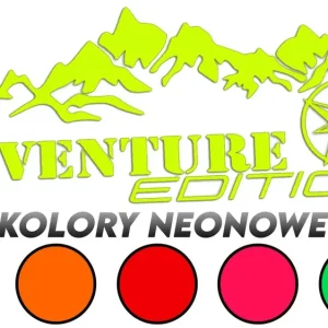 Rabat Wycinana naklejka ADVENTURE EDITION GÓRY I RÓŻA WIATRÓW kolory neonowe