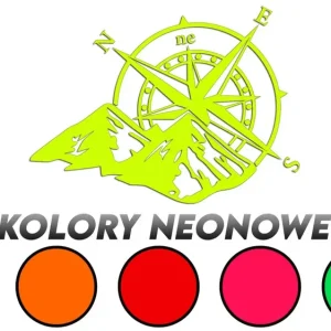 Wycinana naklejka RÓŻA WIATRÓW / KOMPAS I GÓRY kolory neonowe - J and A Popularny