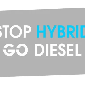 Bezpieczna płatność Naklejka STOP HYBRID GO DIESEL na samochód szybę