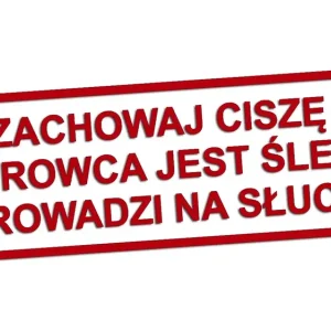 Wycinana naklejka ZACHOWAJ CISZĘ KIEROWCA JEST ŚLEPY czerwona - J and A Oferta