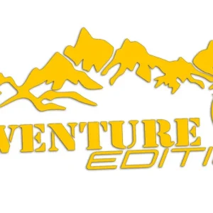 Wycinana naklejka ADVENTURE EDITION GÓRY I RÓŻA WIATRÓW żółta - J and A Rabat