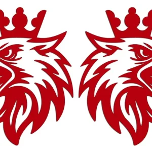 Nowość Wycinane naklejki GRYF W KORONIE LEWA I PRAWA do Saab Scania czerwone