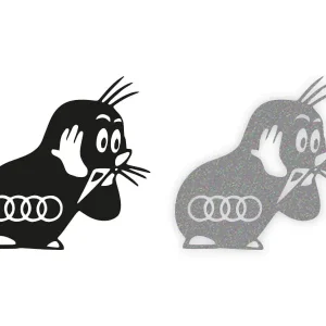 Zwrot pieniędzy KRECIK Z LOGO AUDI - Naklejka na samochód na auto ODBLASKOWA