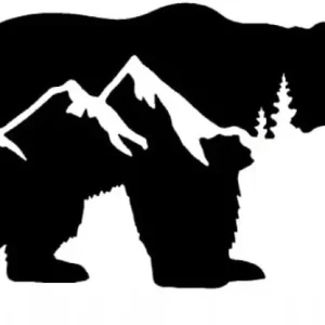 Autentyczny NAKLEJKA NA AUTO SZYBĘ NIEDŹWIEDŹ I GÓRY