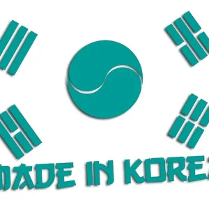 Wycinana naklejka MADE IN KOREA turkusowa - J and A Oryginalny