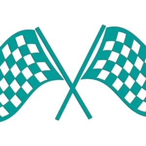 Wycinana naklejka FLAGI WYŚCIGOWE - SZACHOWNICA turkusowa - J and A Autentyczny