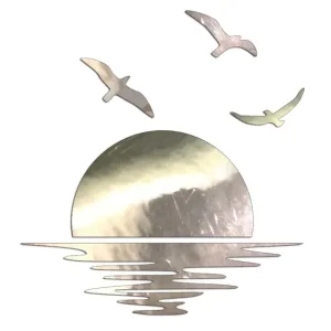 Wysoka jakość Wycinana naklejka ZACHÓD SŁOŃCA - PLAŻA chrom - J and A