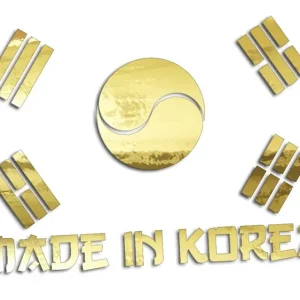 Premium Wycinana naklejka MADE IN KOREA złoty chrom - J and A