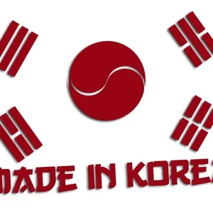 Wycinana naklejka MADE IN KOREA bordowa - J and A Oferta