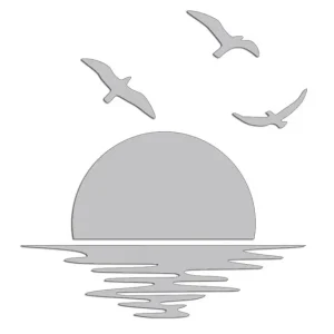 Autentyczny Wycinana naklejka ZACHÓD SŁOŃCA - PLAŻA jasny szary - J and A