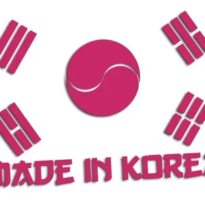 Wycinana naklejka MADE IN KOREA różowa - J and A Oferta limitowana