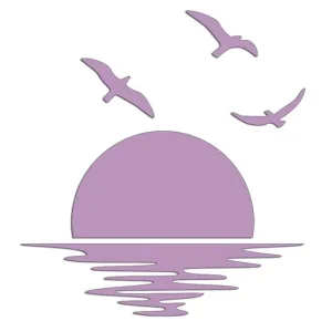 Wysoka jakość Wycinana naklejka ZACHÓD SŁOŃCA - PLAŻA liliowa - J and A