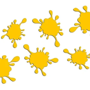 Wycinane naklejki PLAMA - KLEKS - PLAMY - 8szt. żółte - J and A Promocja