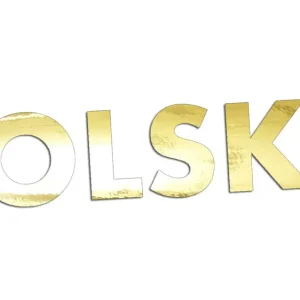 Promocja Wycinana naklejka POLSKA - NAPIS #1 złoty chrom - J and A