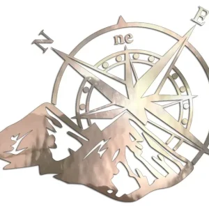 Wycinana naklejka RÓŻA WIATRÓW / KOMPAS I GÓRY chrom - J and A Niska cena