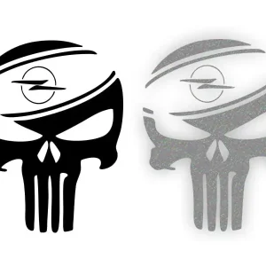 Najlepsza cena OPEL PUNISHER CZASZKA - Naklejka na samochód na auto ODBLASKOWA