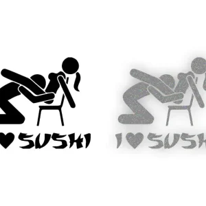 Oferta limitowana I LOVE SUSHI - Naklejka na samochód na auto ODBLASKOWA