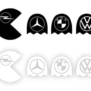 Naklejka PACKMAN OPEL |Mercedes-BMW-VW|- Naklejka na samochód na auto KOLOR Autentyczny