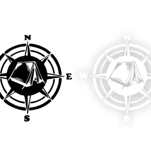 Naklejka Róża Wiatrów NAMIOT na Samochód, Kemping, Kamper KOLOR Wysoka jakość