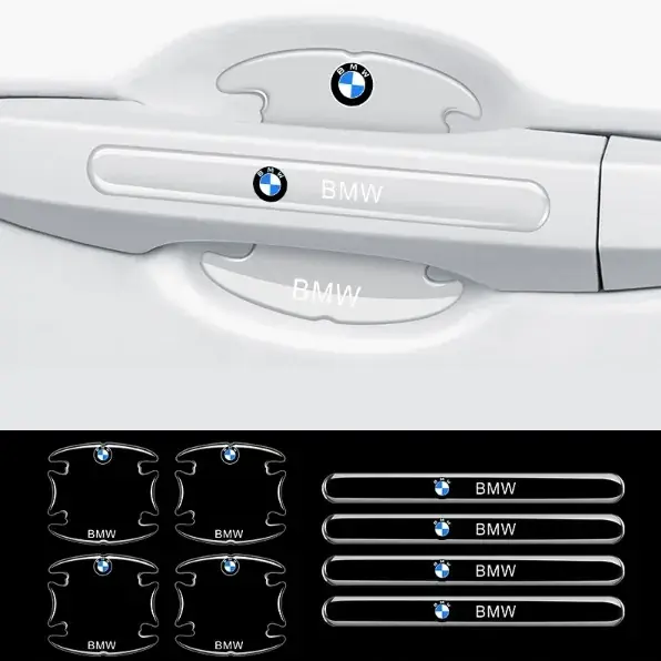 Zestaw przezroczystych naklejek ochronnych pod klamki BMW - 8 sztuk Ekspresowa dostawa