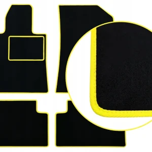 Tani CZARNE DYWANIKI PEUGEOT 307 (2001-2008) ŻÓŁTA LAMÓWKA