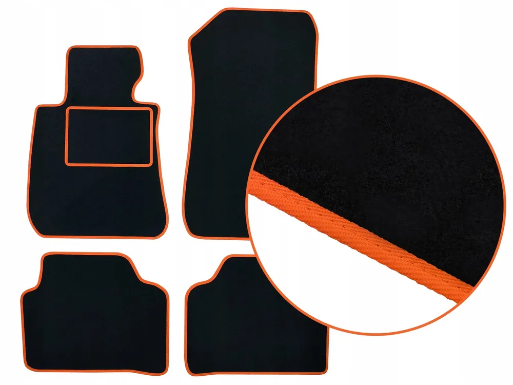 Autentyczny DYWANIKI WELUROWE BMW X1 F48 (2015-2022) + POMARAŃCZOWA LAMÓWKA