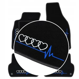 Oryginalny DYWANIKI DO AUDI A2 (1999-2005) GRAFITOWA PRZĘDZA, 4 HAFTY