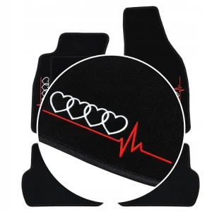 Nowość POLSKIE DYWANIKI DO AUDI A8 D3 (2002-2010) CZARNE, 2 HAFTY