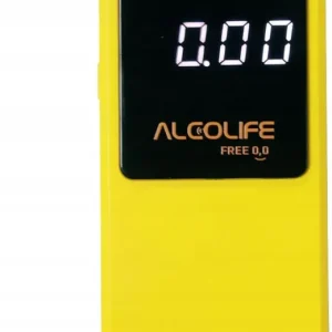 Wysoka jakość 2 x Alkomat Alcolife Free żółty kieszonkowy precyzyjny etui baterie KALIBRA